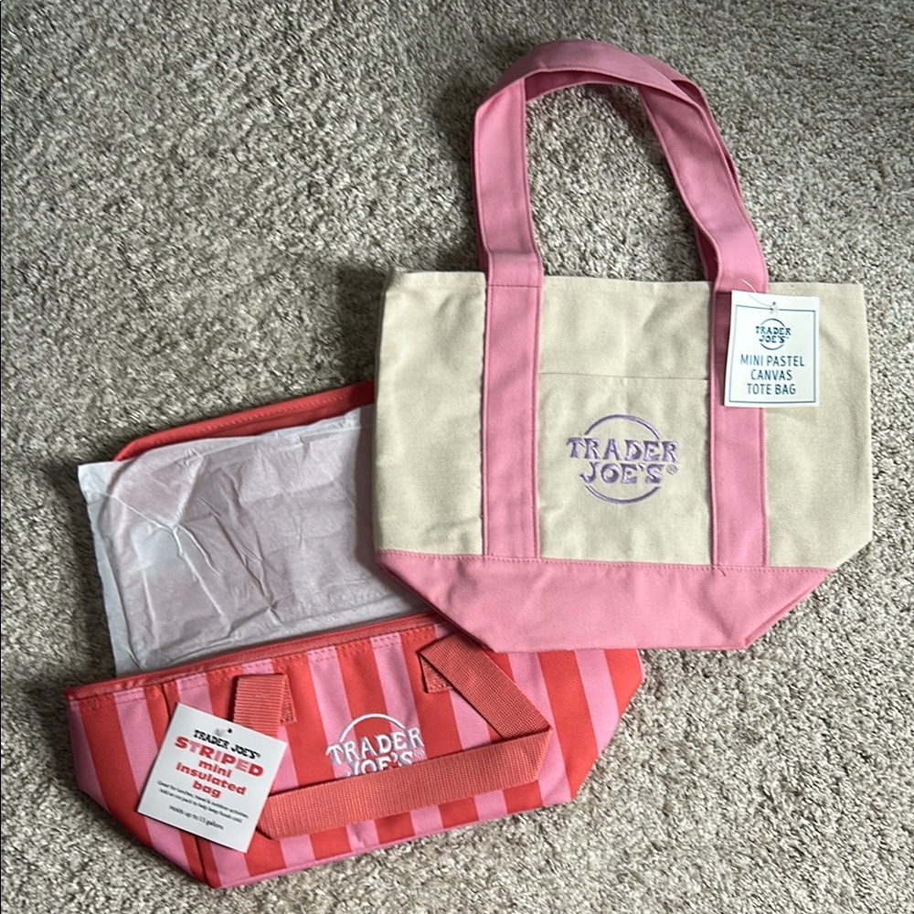 Mini Pastel Canvas Tote Bag and insulated bag BUNDLE!